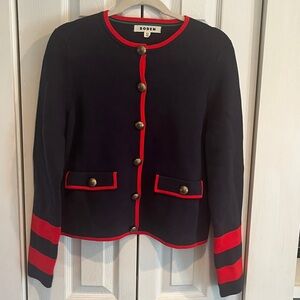 Boden Holly knitted sweater jacket blue /red  size 8 exc cond